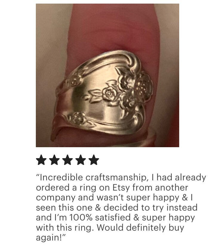 Silver Spoon Ring, Fancy Spoon Ring, Rings Vintage, Floral Spoon Ring, Silverware Jewelry, Personalized Ring, Engraving, Spoon Rings
