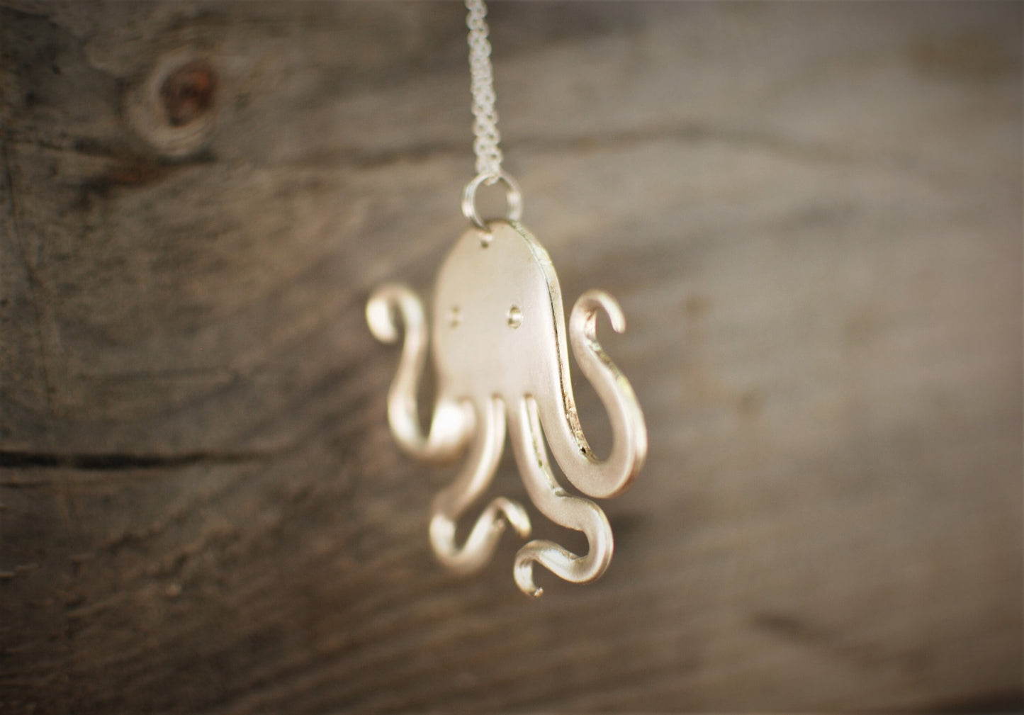 Octopus Fork Pendant, Silver Octopus Pendant, Octopus Necklace, Octopus Pendant, Silverware Jewelry, Silverware Art, Fork Octopus