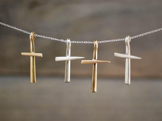 Fork Tine Cross Pendant, Fork Pendant, Silver Cross Pendant, Gold Cross Pendant, Christian Jewelry, Cross Necklace, Christian Gift