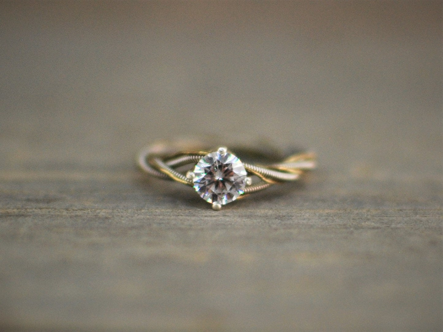 Guitar String Engagement Ring, Purity Ring, Unique Engagement Ring, Birthstone, Guitar String Jewelry, Guitar Gifts, Silver and Gold Ring