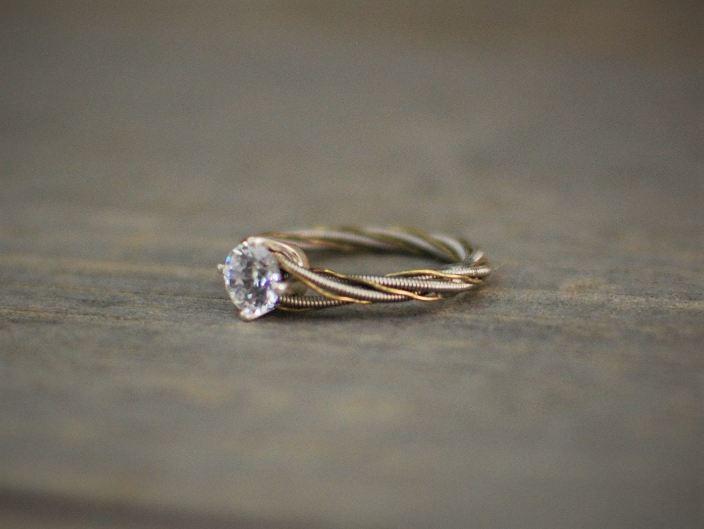 Guitar String Engagement Ring, Purity Ring, Unique Engagement Ring, Birthstone, Guitar String Jewelry, Guitar Gifts, Silver and Gold Ring