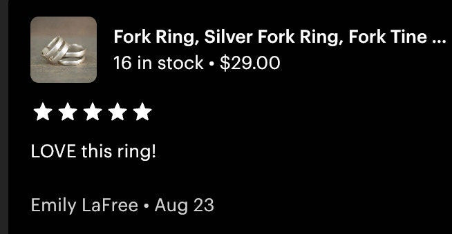 Fork Ring, Silver Fork Ring, Fork Tine Ring, Double Ring, Personalized Ring, Silverware Jewelry, Silver Boho Ring, Recycled Fork Ring